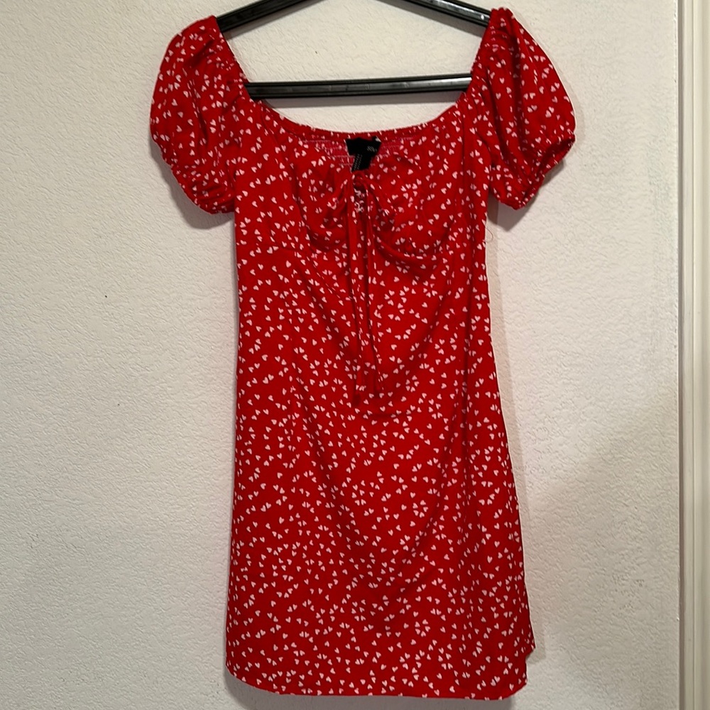 Red hearts off the shoulders dress